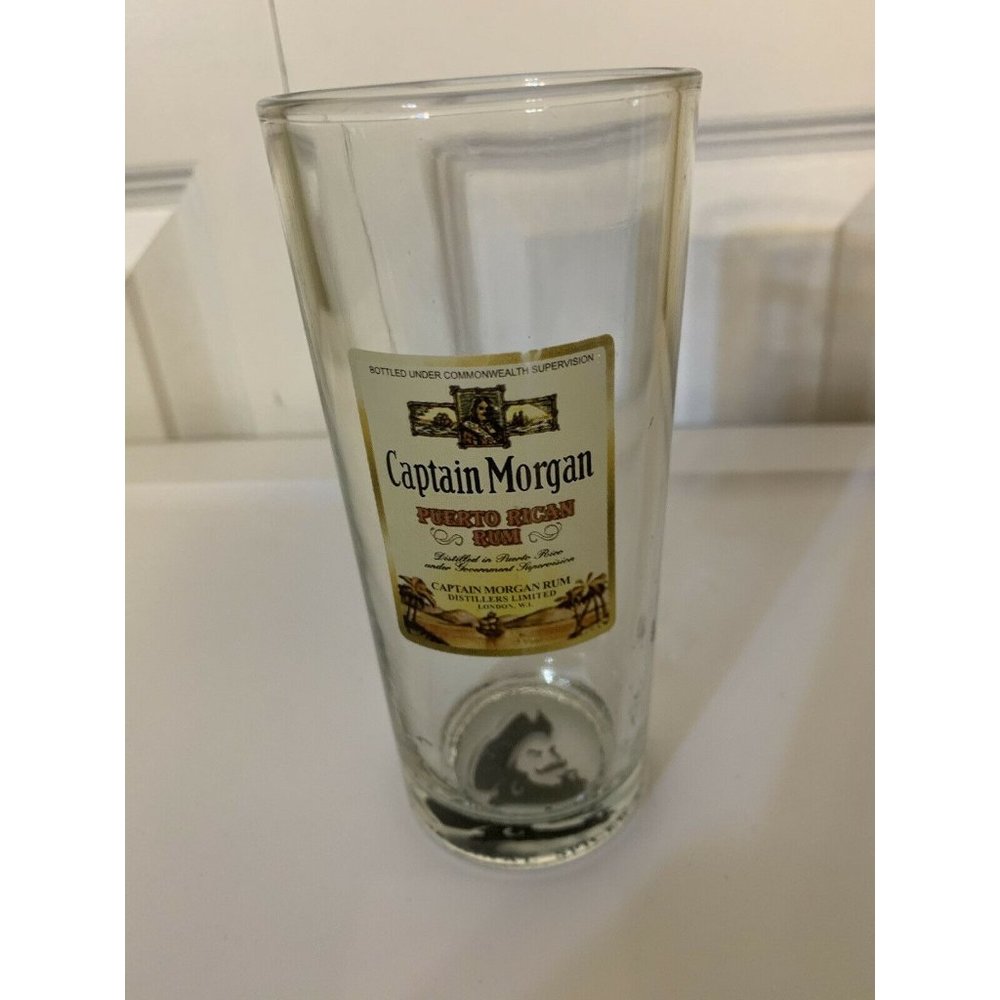 Captain Morgan Spiced Rum‎ 6.25" Tall Drinking Collector Glass Tumbler 16 oz